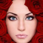 Face with Red Roses