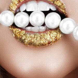 Golden Lips with Pearls