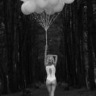Lonely Women with Balloons